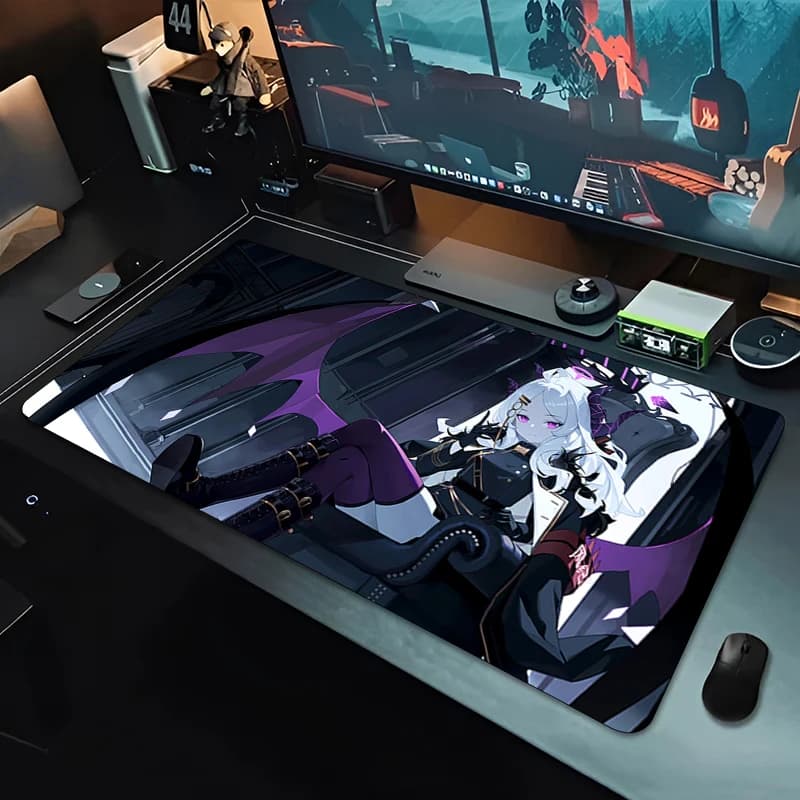 Large Blue Halo Angel School Girl Gaming Mouse Pad Non-Slip Rubber Stitched Edge Desk Mat For PC Laptop Office