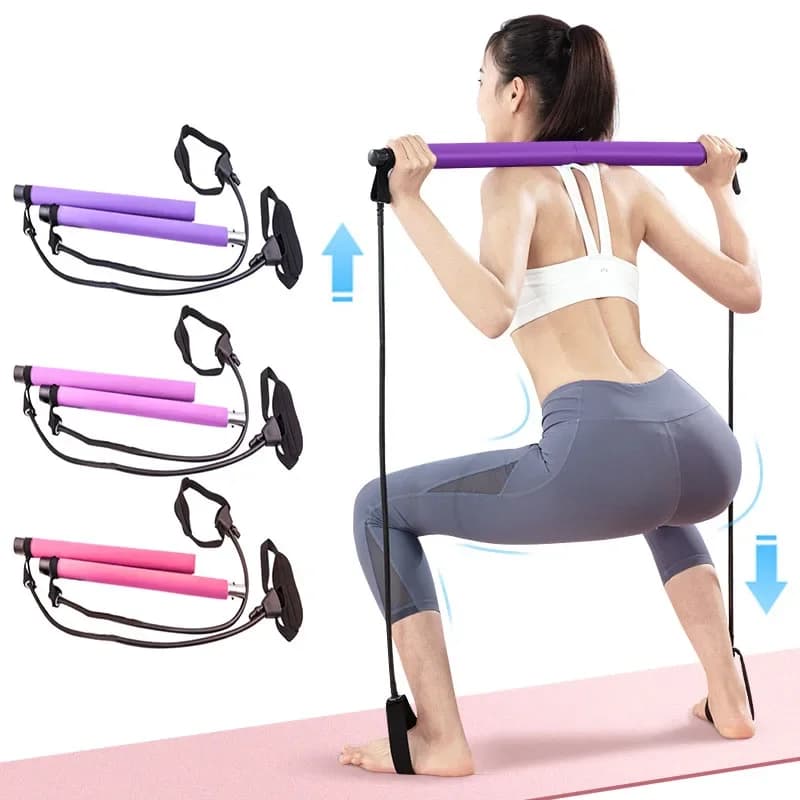 Combination of multifunctional pilates bar Fitness bar Yoga Expansion chest strap Voltage horn Back trainer Elongation elastic belt