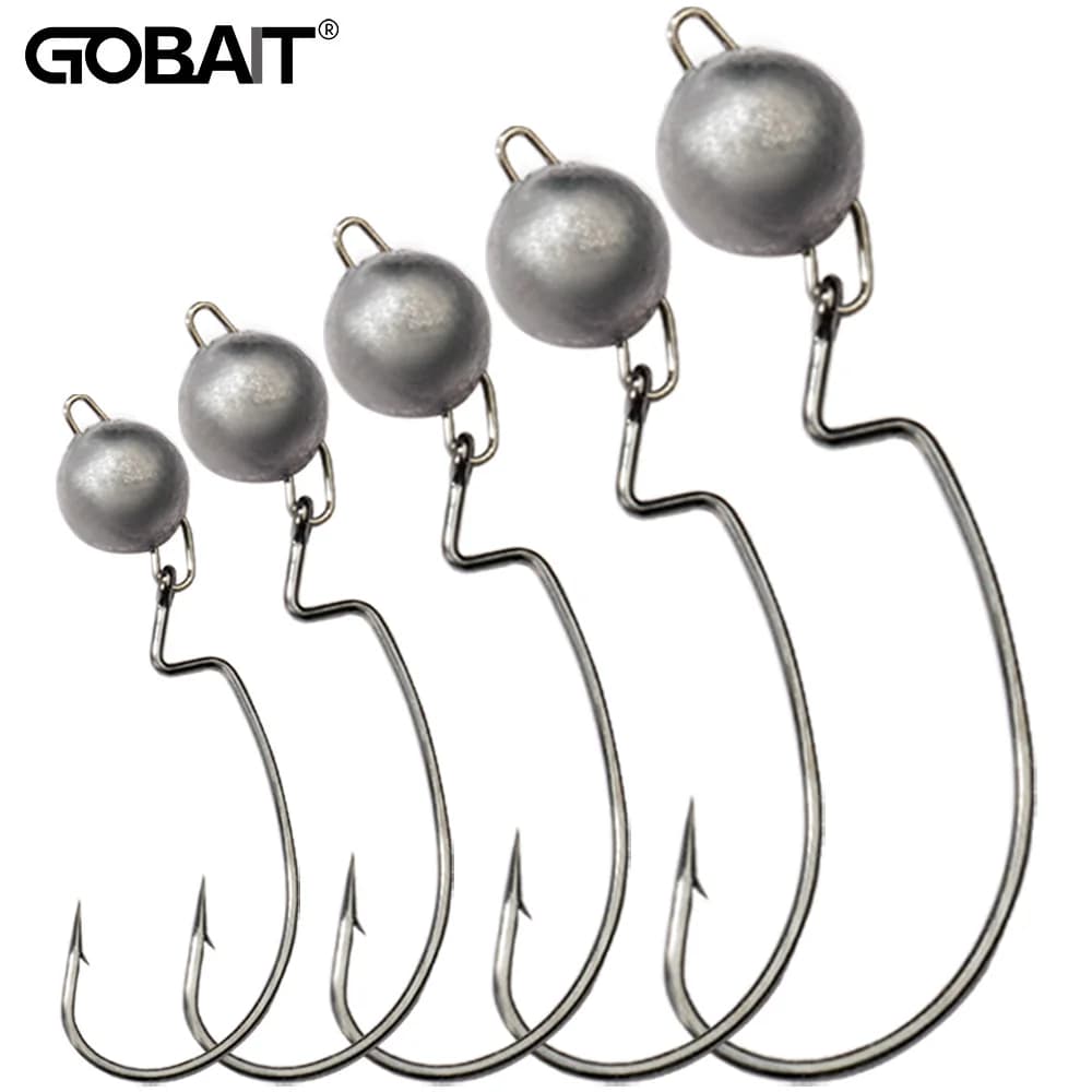 5 Pz Metallo Jig Testa Verme Ganci 2g 10g 18g Peso Manovella Gear Zavorra Pesca Weedless Offset Texas Rig Attrezzatura da pesca Kit Amo da pesca