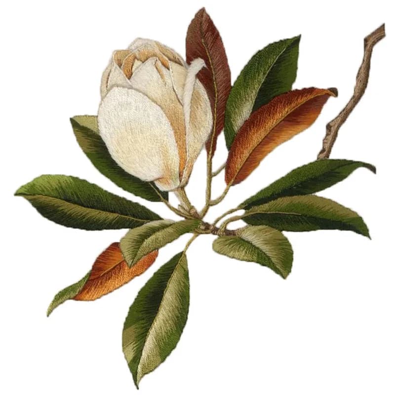 Suzhou Embroidery DIY Kit for Beginners Magnolia Flowers and Plants Pattern, Handmade Cross Stitch Starter Set for Home Decor