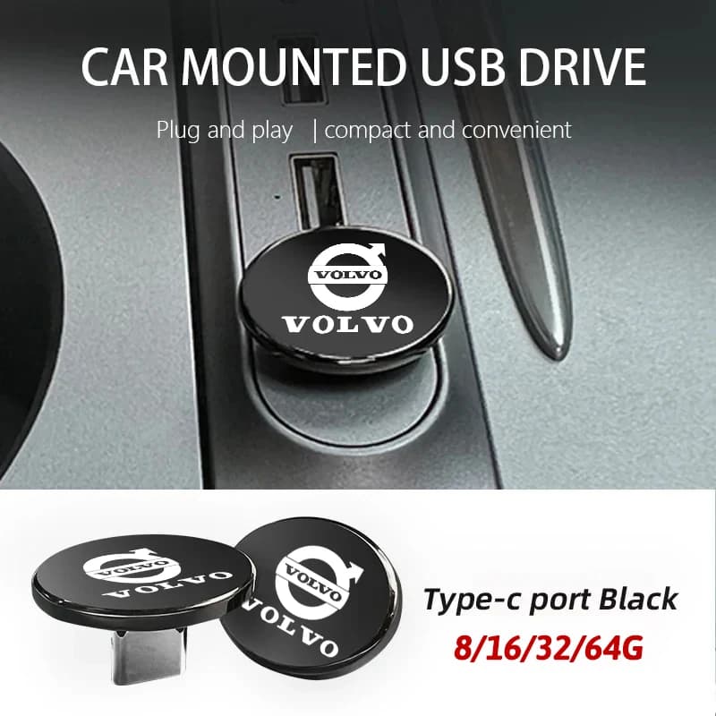 Chiavetta USB 3.0 Volvo ad alta velocità di trasferimento, in metallo, portatile, per XC90 V90 V60 XC60 V40 S80 S60 S90, con tappo a vite