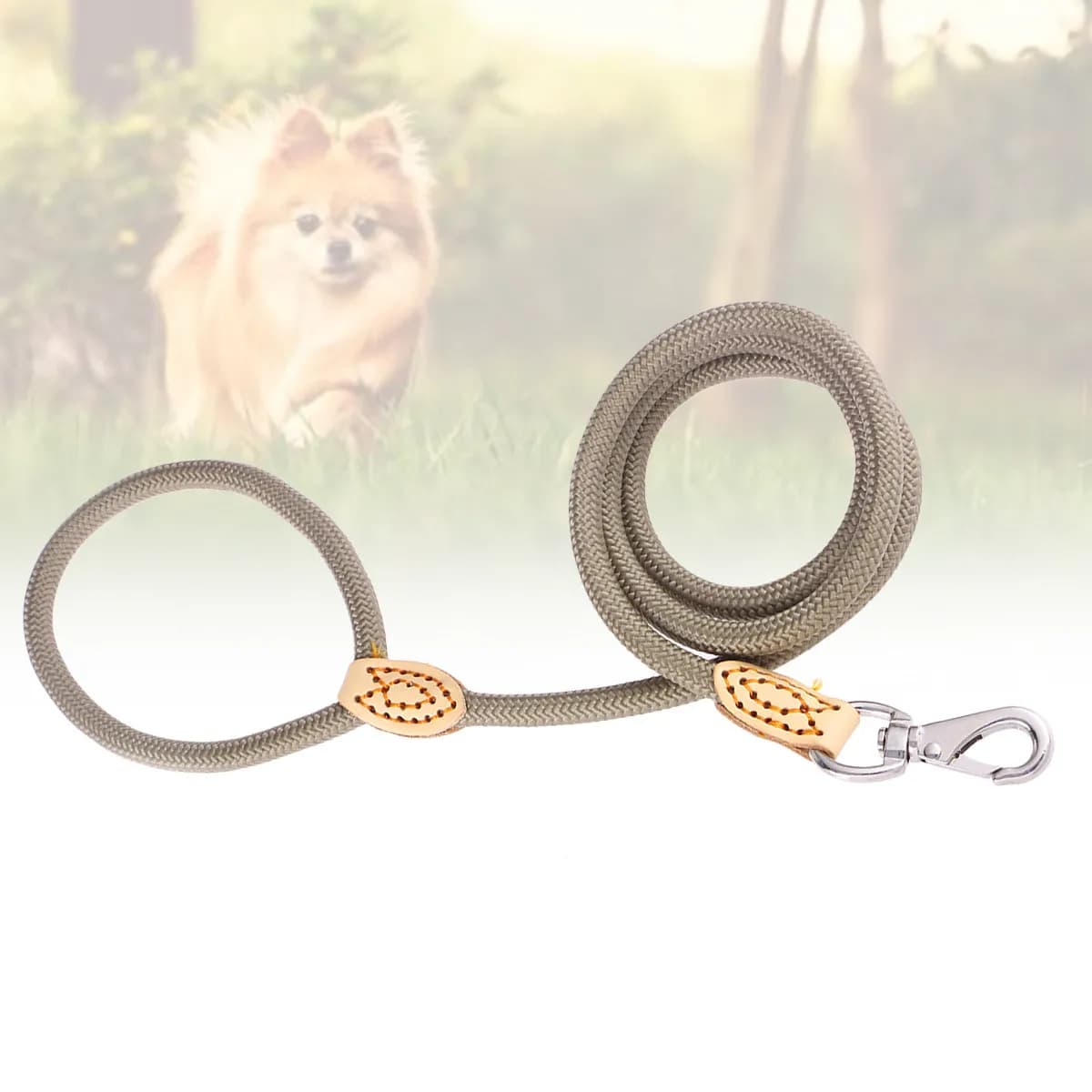Guinzaglio per Cani da Arrampicata Durevole con Maniglia per Alpinismo, Moschettone in Metallo Resistente, Beige, 1cm 1.25m, Presa Forte per Addestramento Animali Domestici