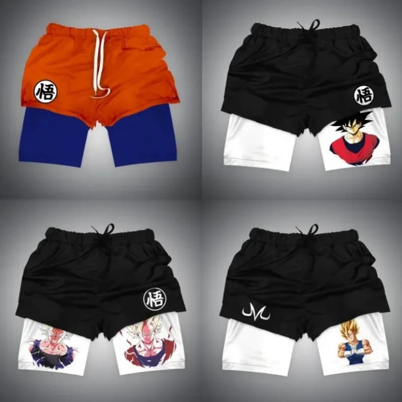 Pantaloncini Anime Dragon Ball Son Goku Vegeta Pantaloncini da surf stampati a doppio strato Sport Jogger traspirante per uomo Comodo