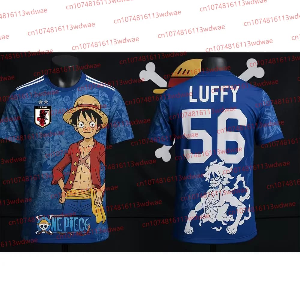 Maglia da calcio giapponese 2026 Nuova maglia da calcio anime One Piece 5 Gear Maglia Rufy Edizione speciale Kit maglia da calcio T-shirt per bambini