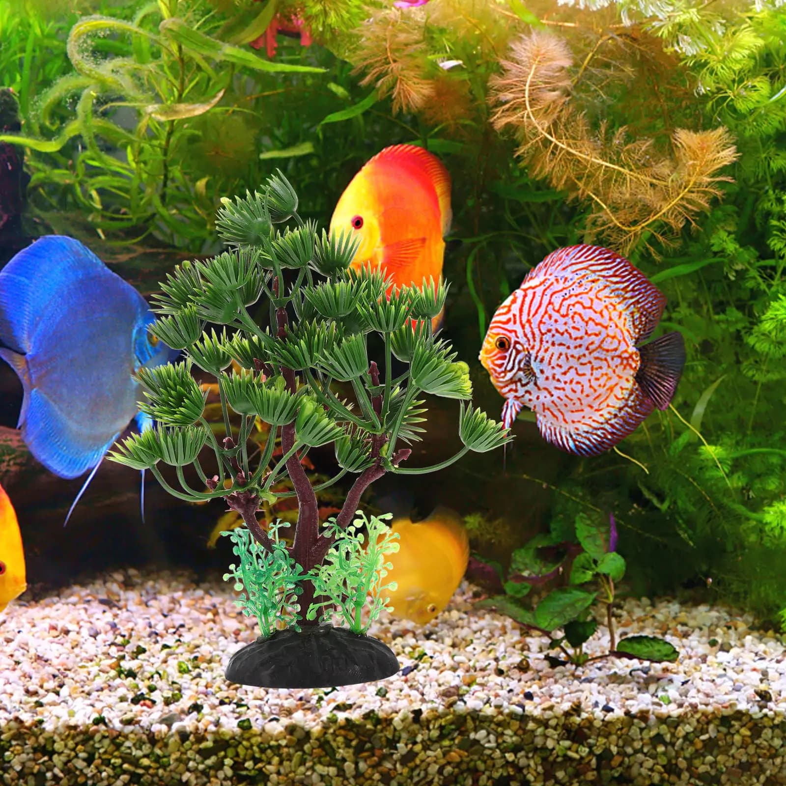 2Pcs Premium Plastic Artificial Fish Tank Plants Simulation Aquarium Decor Suction Fixation Lifelike Plastic Plants for Fish