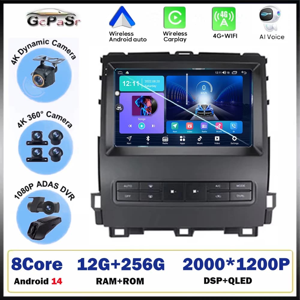 Android For Toyota Land Cruiser Prado 120 For Lexus GX470 J120 2002 - 2009 Multimedia GPS Navigation Video Carplay 5G