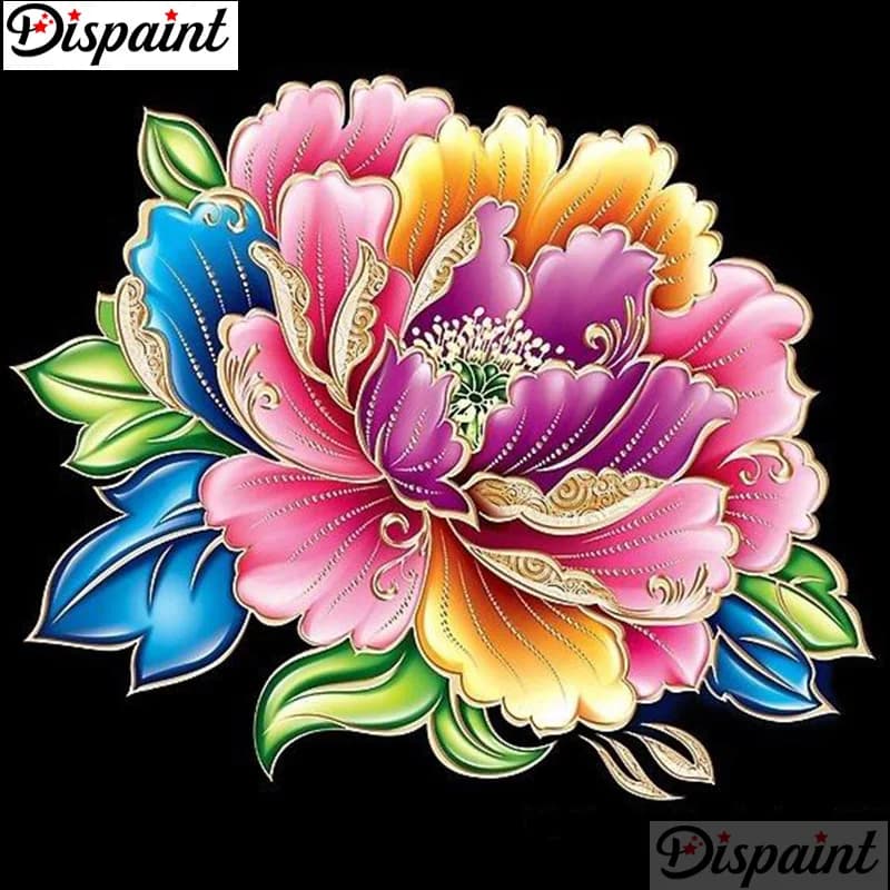 Dispaint Pieno Quadrato/Rotondo Trapano 5D Pittura Diamante FAI DA TE "Fiore in fiore" Ricamo Punto Croce 3D Complementi Arredo Casa A12962