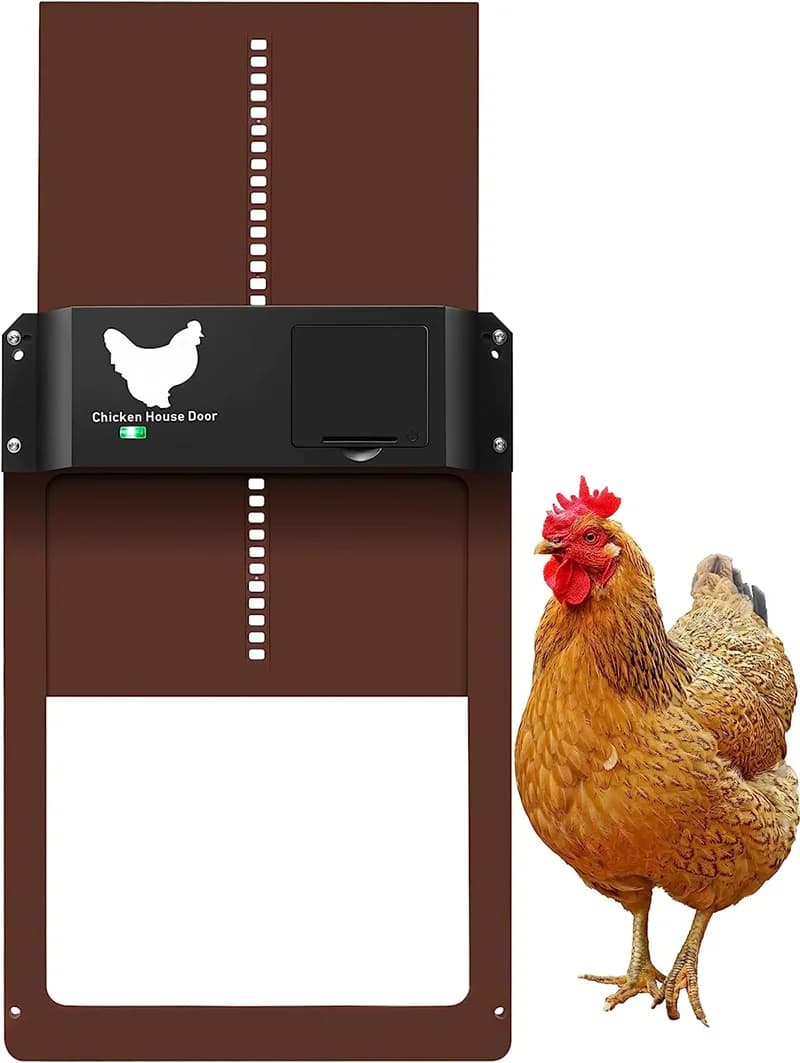 Porta Automatica per Pollaio con Sensore di Luce, Apriporta Automatico per Polli, Gabbia per Anatre, Alimentato a Batteria