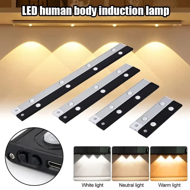 20/30/40/50CM 3 in 1 Under Cabinet Lights Wireless Lamp with Motion Sensor Night Lights for Kitchen Bedroom Wardrobe Closet Desk