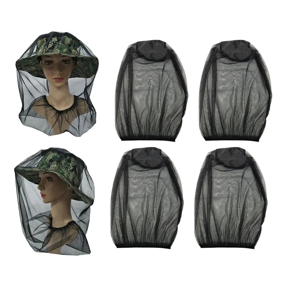 4Pcs Mosquito Head Net Polyester Fibre Face Neck Mesh Elastic Band Outdoor Fishing Hiking Camping Walking Bugs Fly Insect