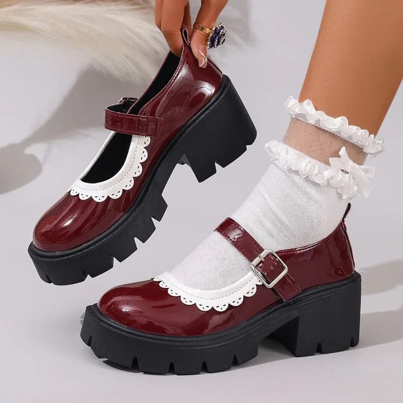 Ballet Mary Jane Women shoes with plateau and heel Lolita simple shoes Student College Sweet heel Single women shoes Mocassini