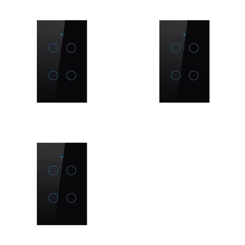 【OFFERTA LAMPO!】3X Interruttore a Muro Smart WiFi Tuya US Plug 4 Gang Senza Filo Neutro con Sensore Touch per Luci LED, Compatibile con Alexa Google Home