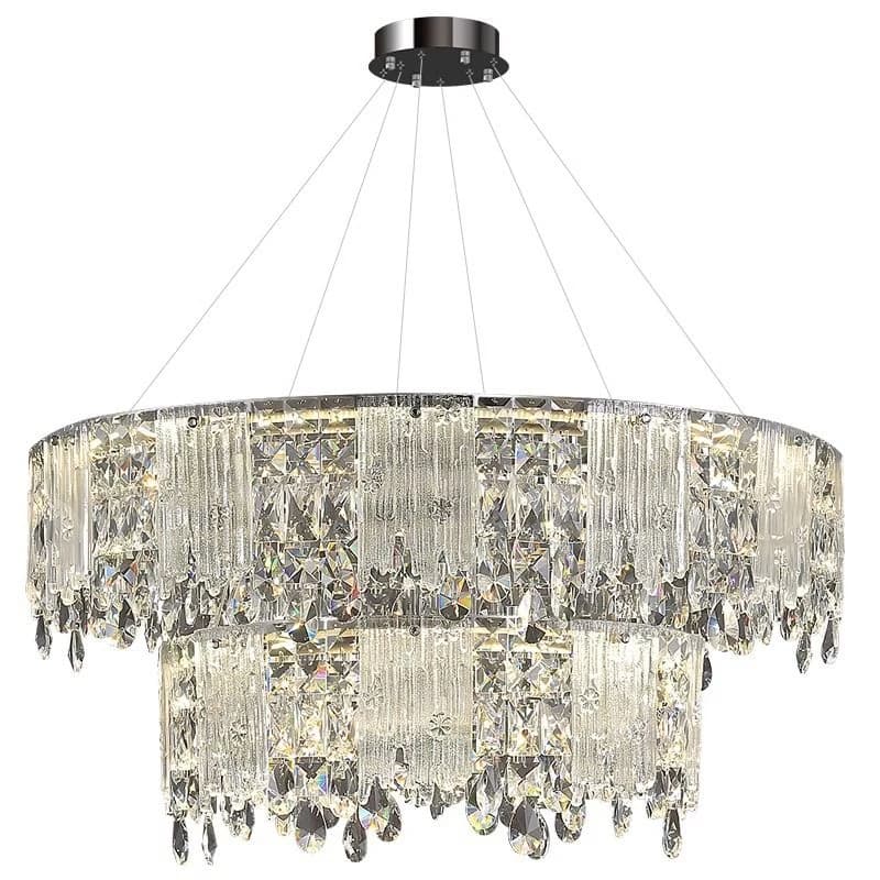 Lampade a sospensione in cristallo K9 cromato rotondo di lusso Soggiorno moderno Sala da pranzo Lampadario a led Camera da letto Lampada a sospensione ad anello di cristallo