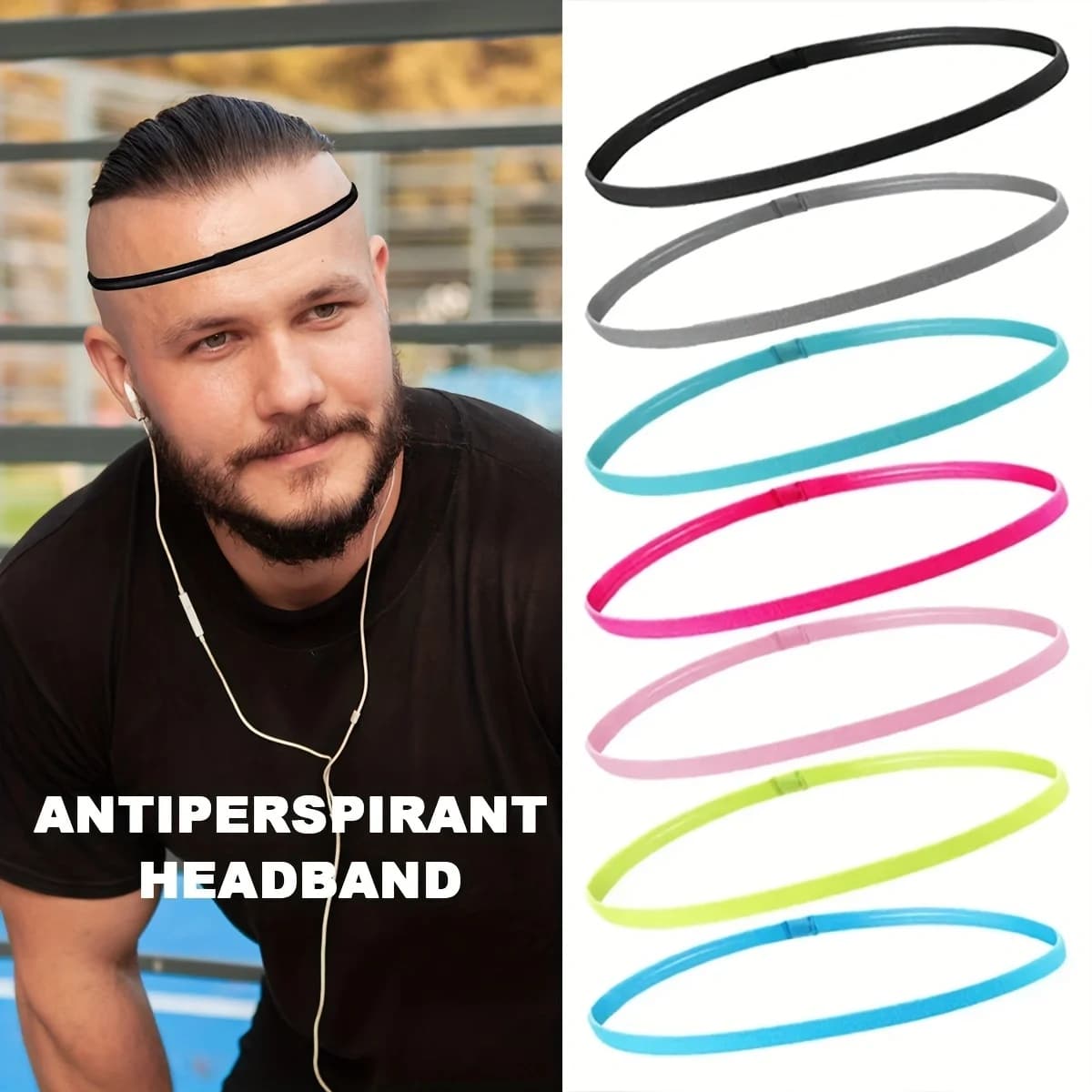 3 pezzi di fascia per capelli sportiva antiscivolo che assorbe l'umidità, corsa, alpinismo, badminton, fascia elastica multifunzionale per capelli