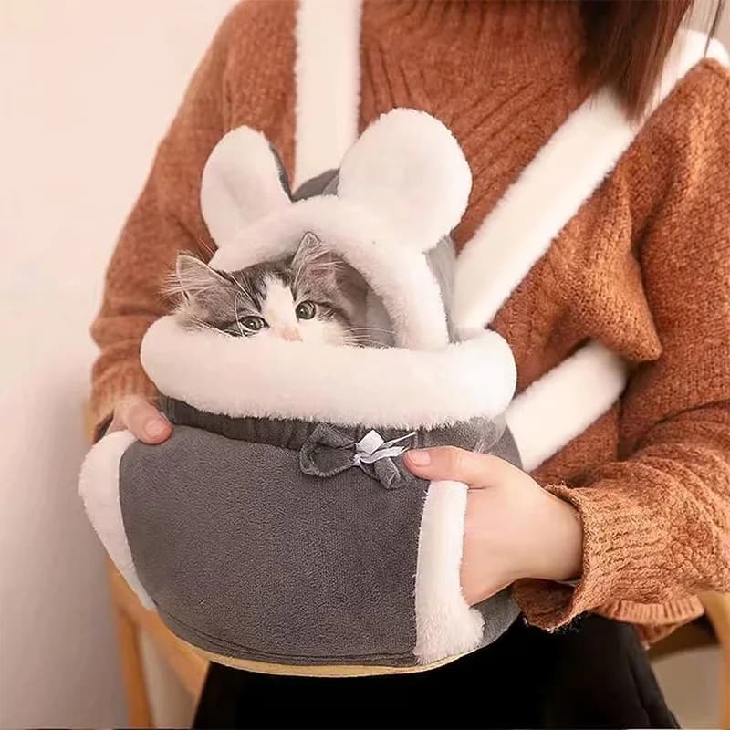 Zaino Invernale Caldo per Gatti e Cani, Morbido e Accogliente, Borsa Trasportino in Peluche per Animali Domestici, Ideale per Viaggi all'Aperto, Accessori per Animali