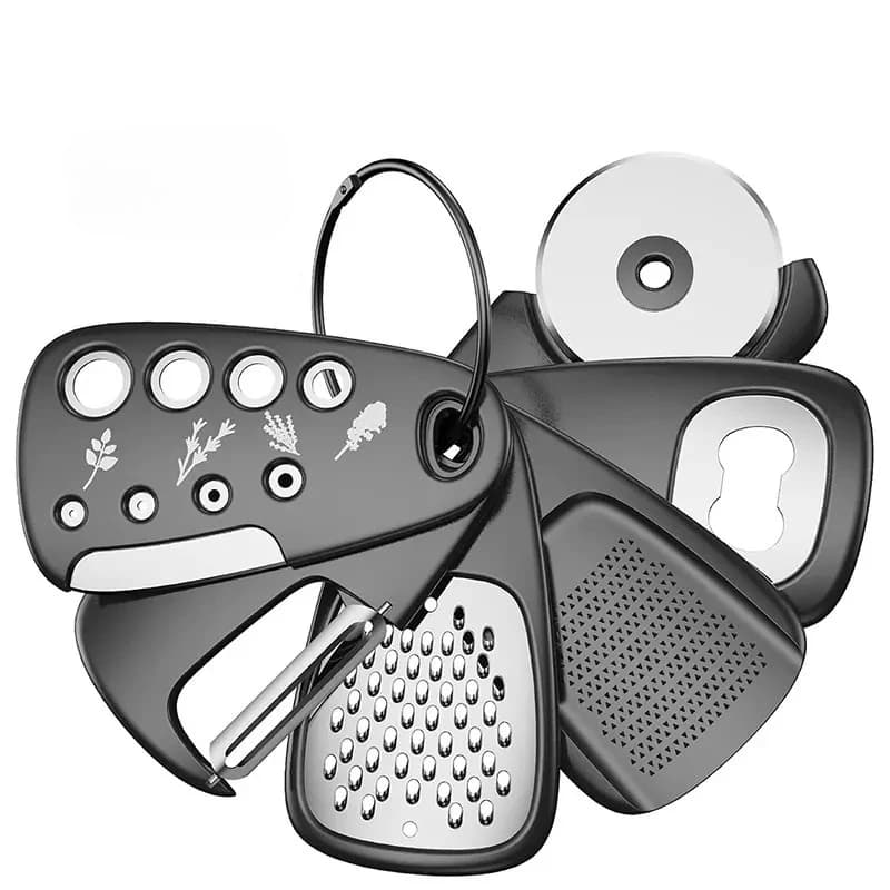 Set di gadget da cucina da 6 pezzi strumenti di cottura salvaspazio grattugia per formaggio apribottiglie pelapatate per verdure taglierina per Pizza smerigliatrice per aglio