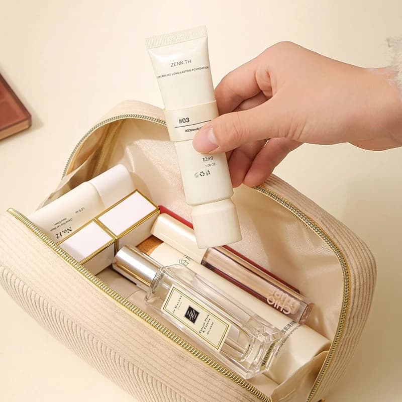 Customized Silk Velvet Makeup Storage Pouch Portable Large Capacity Cosmetic Organizer Bag For Daily Use Travel Outdoor Outing