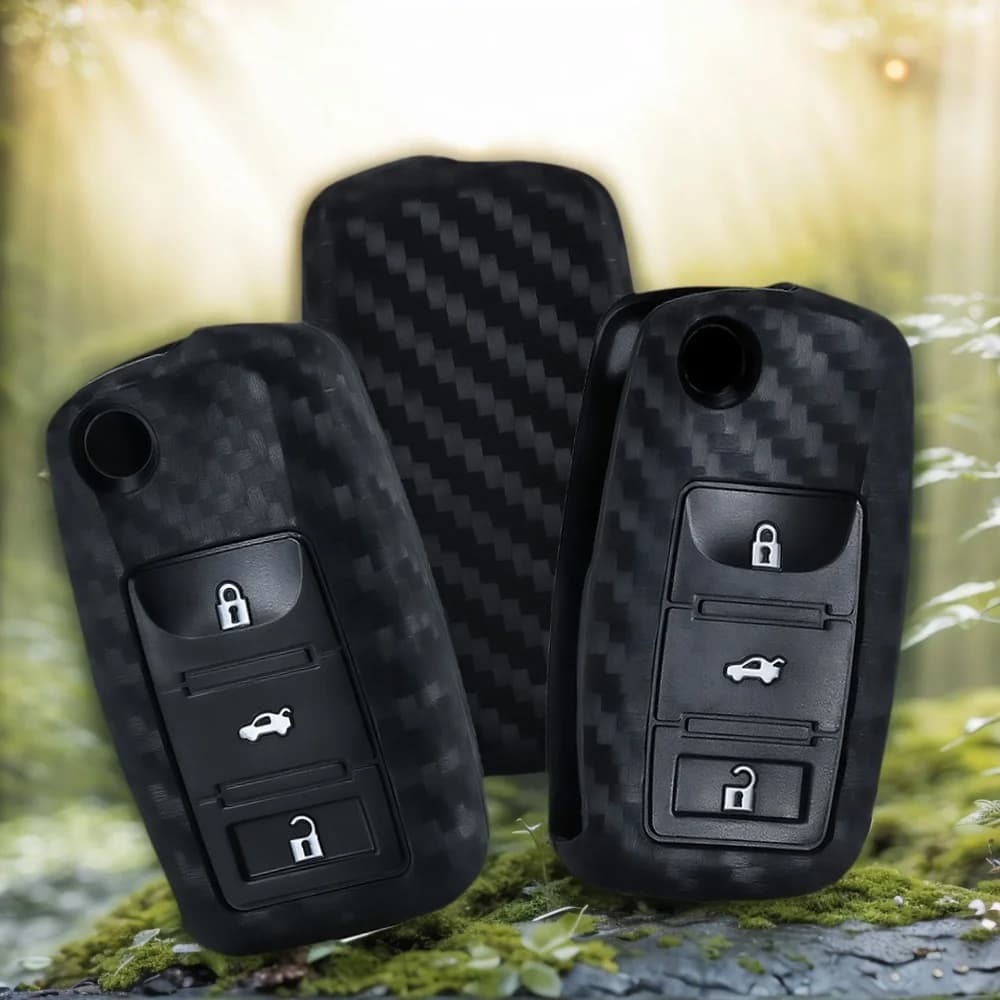Cover for Auto Key in Silicone and Carbon Fiber for VW Golf 4 POLO Passat B5 T4, Seat Cordoba Altea XL Leon, Skoda Octavia Superb