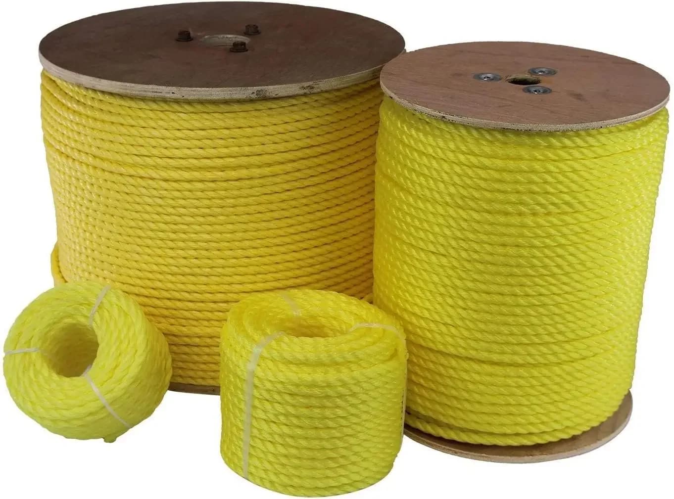 Corda in polipropilene a 3 capi, gialla, 1/4"×600ft, leggera e resistente, per uso marino, commerciale e fai-da-te