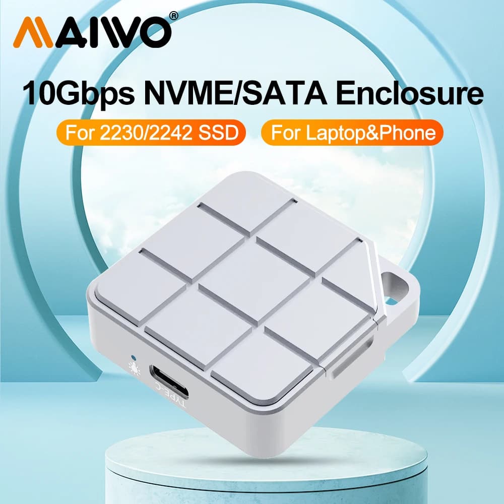 MAIWO 2230 2242 M.2 NVMe SATA SSD Enclosure USB 3.2 Gen 2 10Gbps a NVMe NGFF pci-e M.2 SSD Case SSD esterno per chiave M-Key/M + B