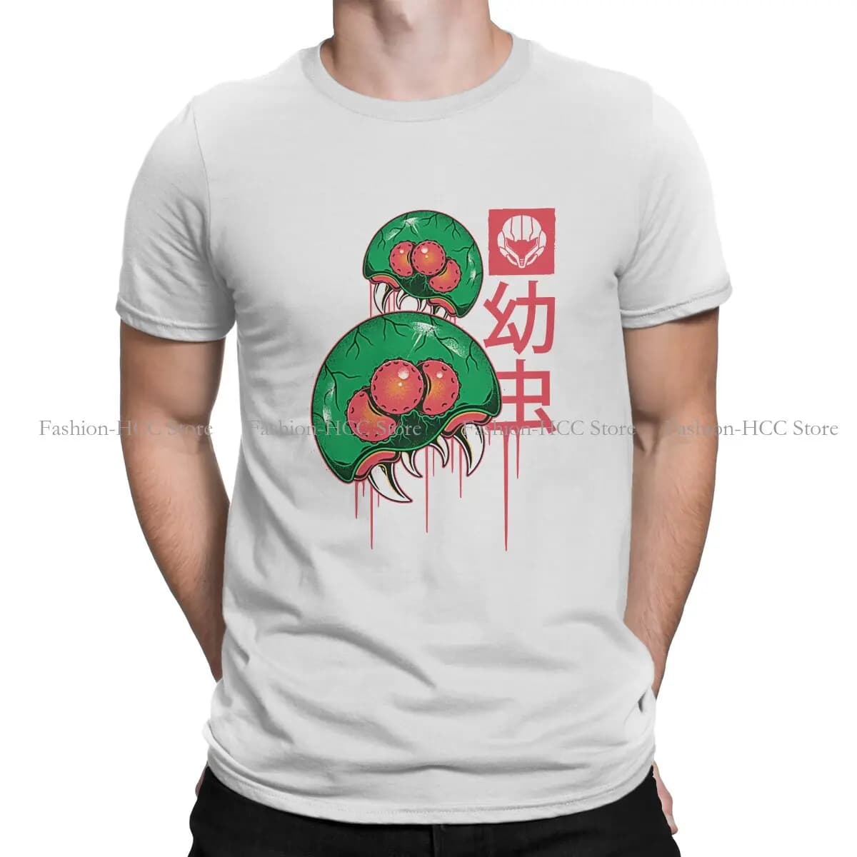 The Larvas Graphic TShirt in poliestere Metroid Samus Aran Game Style Streetwear Casual T Shirt da uomo