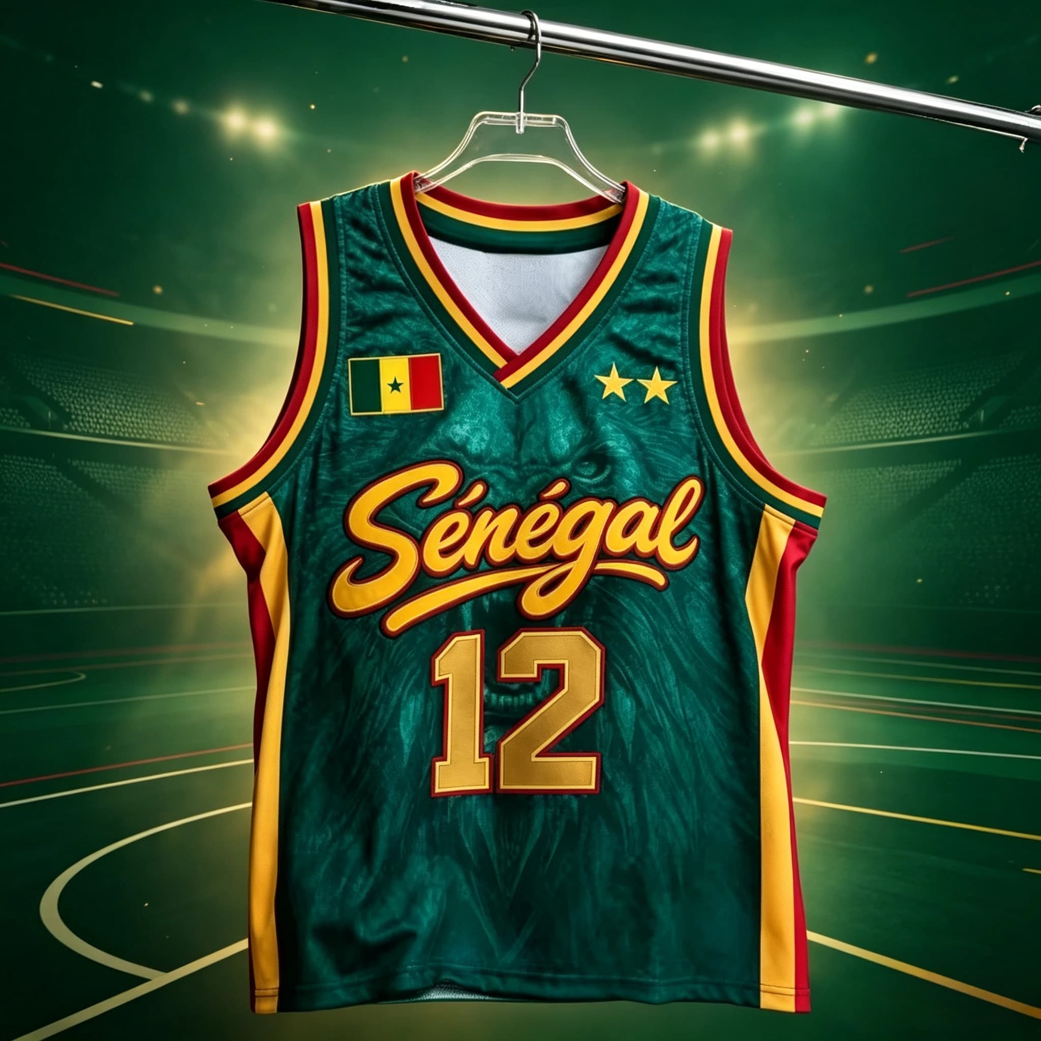 2026 NEW Senegal #12 Basketball Jersey, Lion Print Mesh Sleeveless Tank Top, National Team Fan Athletic Vest for Men