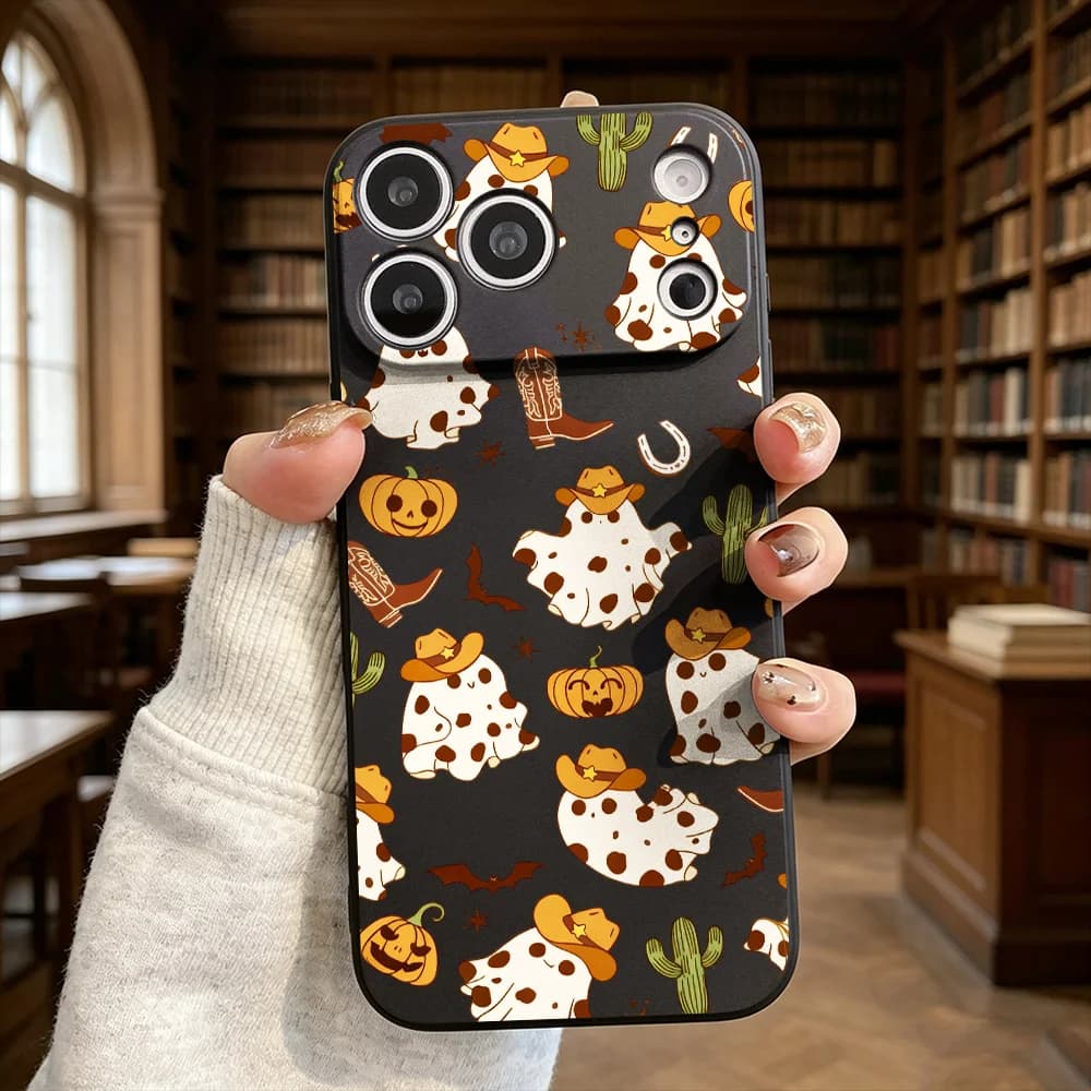 Cowboy Ghost Halloween Soft TPU Shockproof Phone Case Protective Cover For iPhone 17 16 Plus 15 14 13 12 11 Pro Max XS
