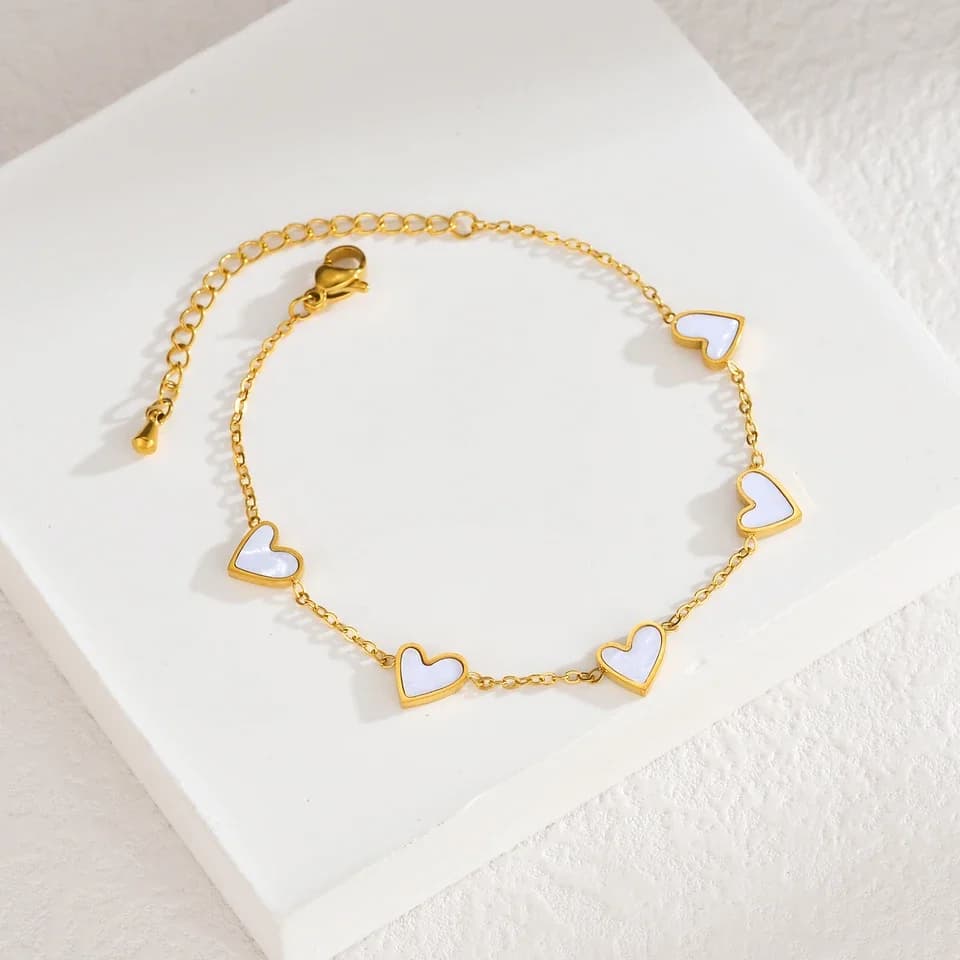 Trend gold-plated stainless steel bracelet for women multi-color oil drop heart-shaped design gorgeous personality jewelry gifts
