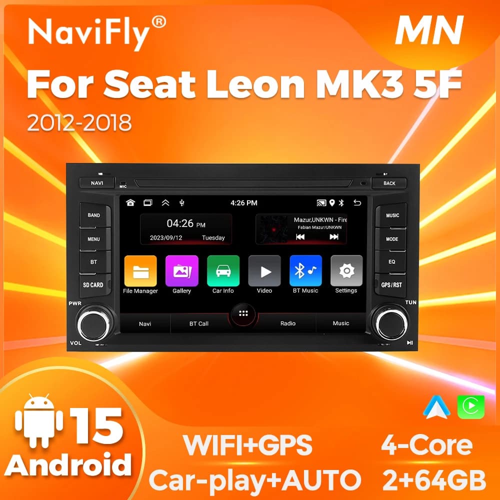 Autoradio Stereo Android 15 Wireless Carplay Navifly per Seat Leon MK3 5F 2012-2020, Lettore Multimediale Video GPS Senza DVD