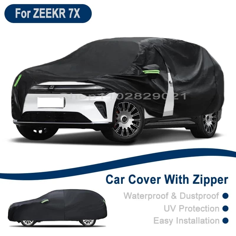 Telo Copriauto Completo per ZEEKR 7X - Copertura Universale per Esterni con Cerniera Laterale, Impermeabile, Antipolvere, Protezione Solare