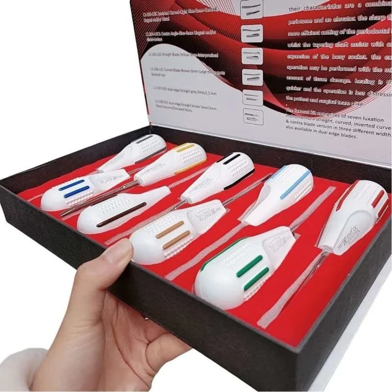 9 Pieces Elevators Stainless Steel Dentali Set With Non-slip Handle, Radicular Elevator Curve, Dentale Screwdriver