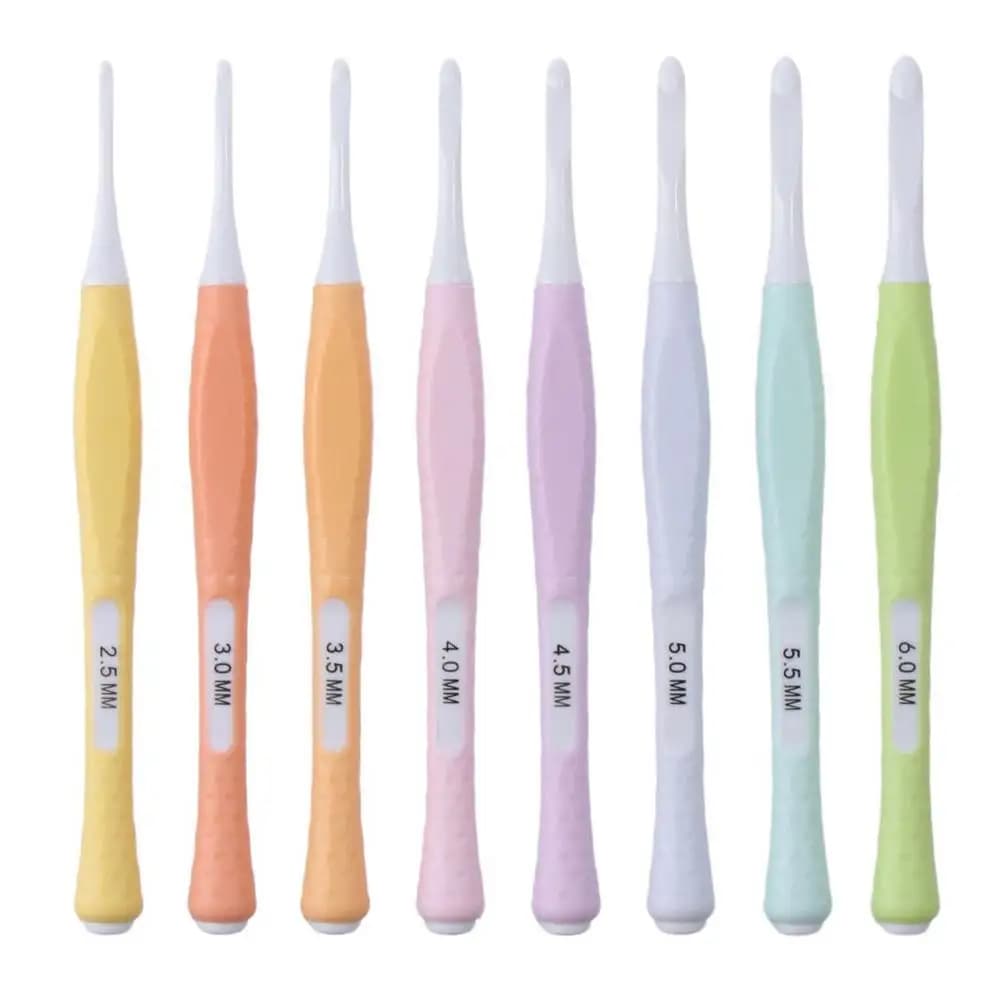 Uncinetto in linea in silicone all'uncinetto color caramello all'uncinetto con manico morbido Impostazioni per principianti dell'ago del gancio a testa singola
