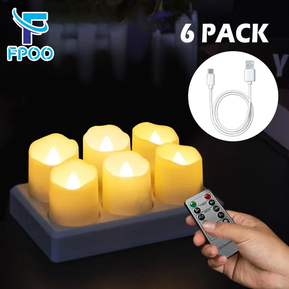 6Pcs LED Candele USB ricarica candela senza fiamma ricaricabile con telecomando timer, luce di candela per la decorazione della camera di nozze Partito Home Decorazione lampada candela