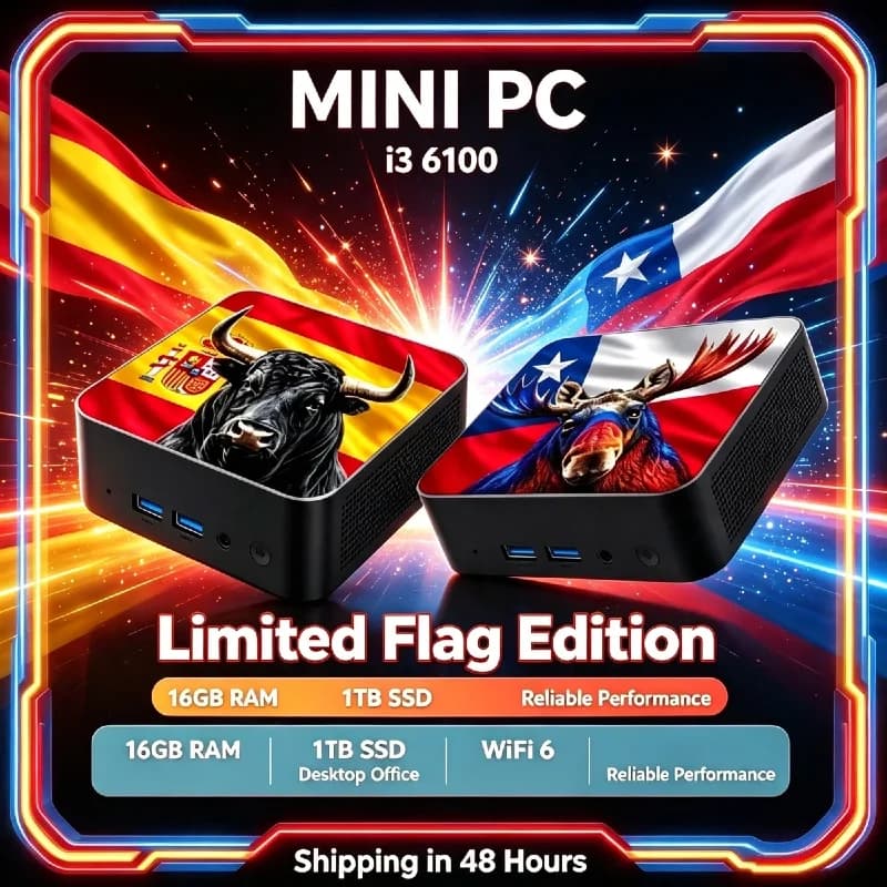Intel Core i3‑6100 Small Form Factor Gaming Desktop 16GB RAM 1‑2TB SSD Full HD WiFi6 Bluetooth 4K HDMI Office Productivity PC