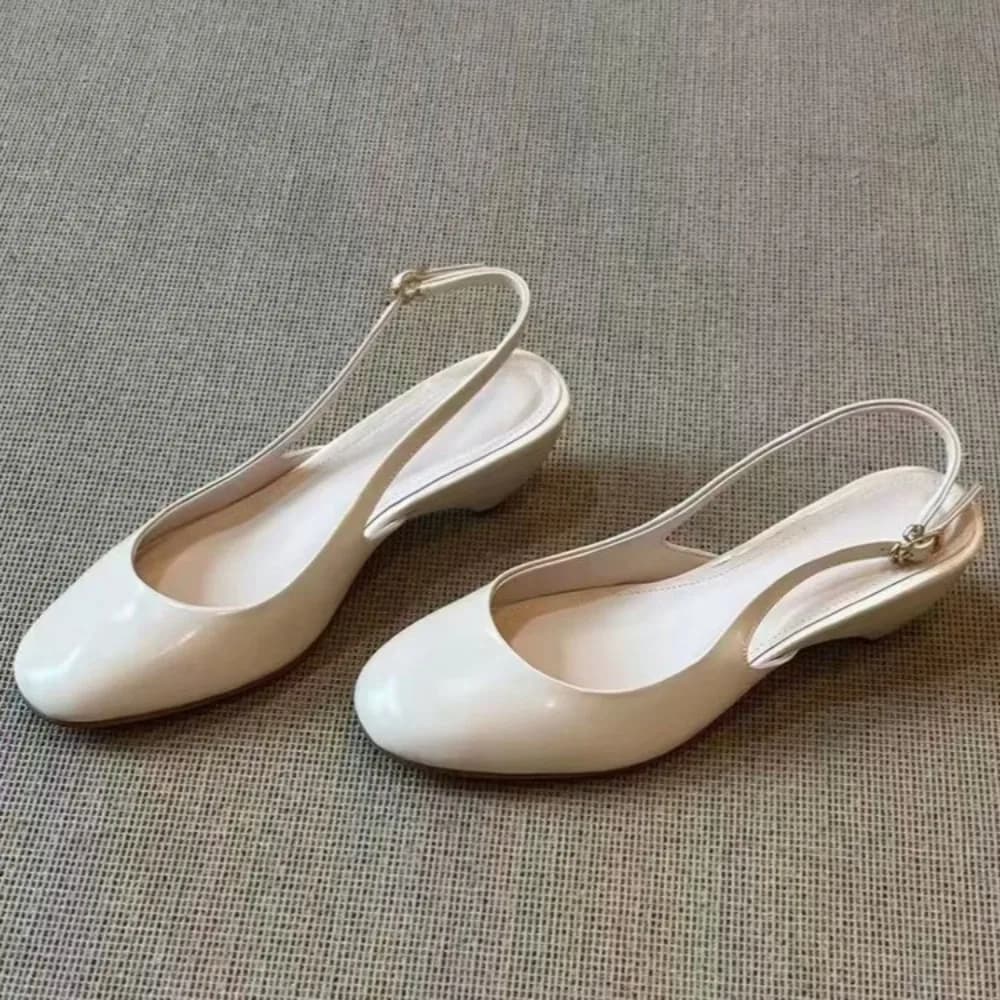 Designer Women Heeled Sandals Elegant Woman Slippers Summer Fashion Slingback Leather Shoes 2026 New Luxury Brand Pumps