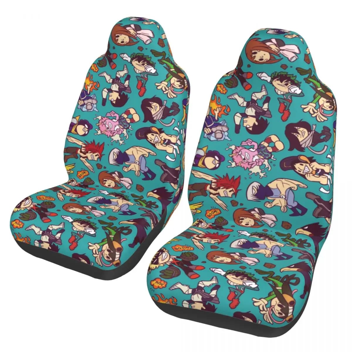 Coprisedile Auto Plus Ultra, Accessori Interni, Protezione Sedile Anteriore e Posteriore in Tessuto Floccato, Cuscino in Fibra, Protezione Sedile Anime MHA