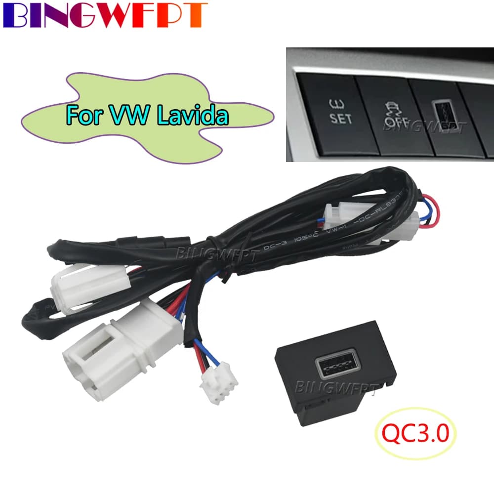 Caricatore USB per auto con retroilluminazione per VW Lavida 2009‑2013 QC3.0 Tipo C Presa con interfaccia PD Adattatore per ricarica rapida del telefono automatico