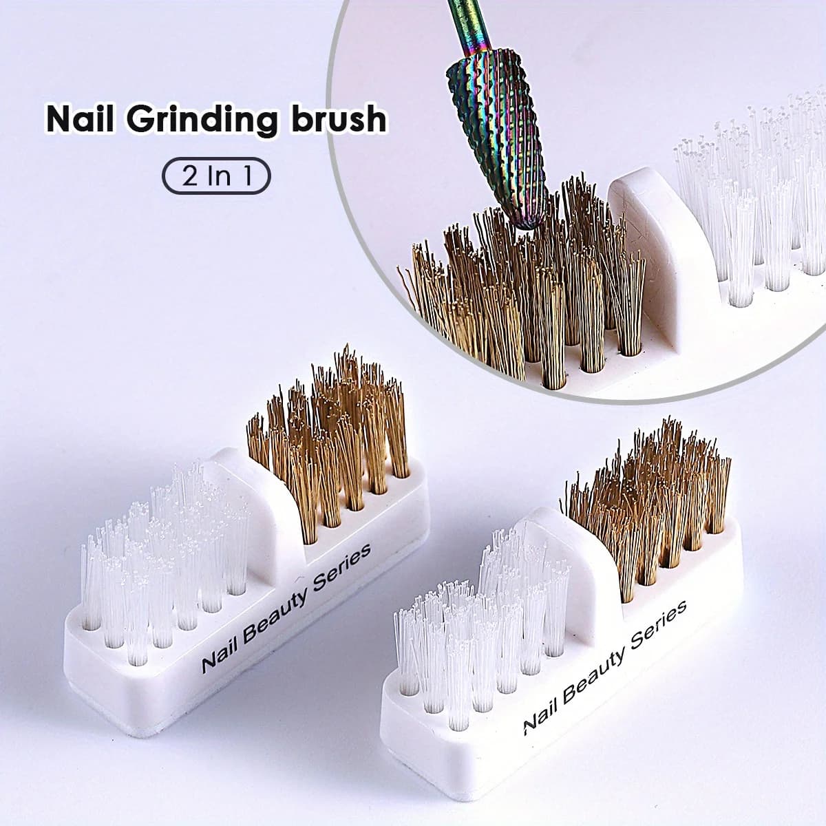 1/2 pcs drill tips for nail manicure tools for cleaning 2 IN 1 copper wire bristles soft electric brush for removal powder polishing manicure