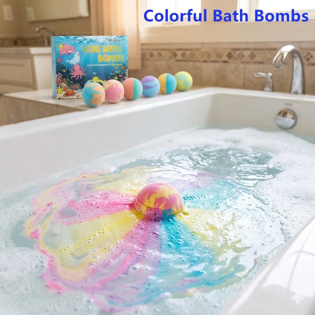 Confezione da 6 Bombe da Bagno Colorate, Palline Effervescenti per Spa, Regalo Divertente e Rilassante per Bambini, Giocattoli per Vasca e Doccia