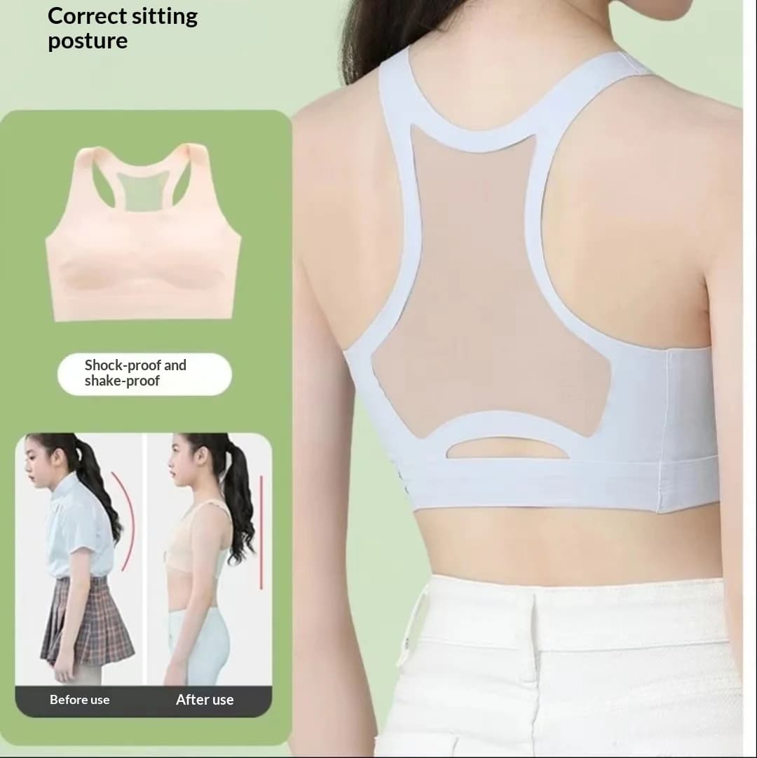 Girls' Development Underwear, Student Sports Seamless Lift and Gather Shockproof Small Vest, Comfortable and Breathable Bra