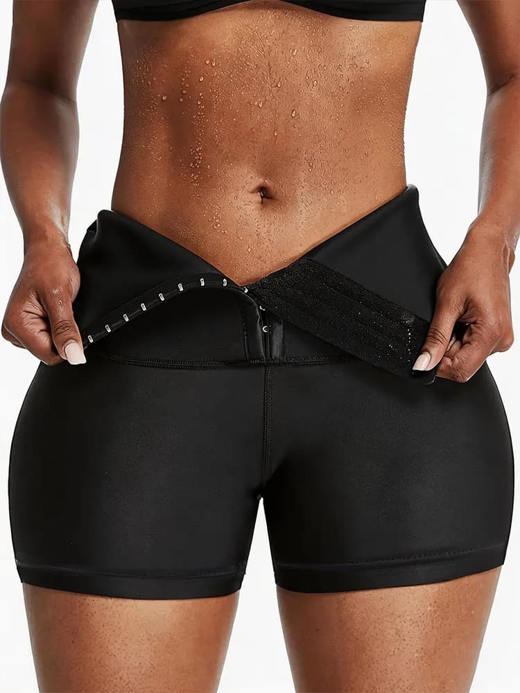 Pantaloncini da donna per fitness e yoga, a vita alta, modellanti, con chiusura a gancio e occhiello, effetto push-up, per dimagrimento e bruciare il grasso addominale