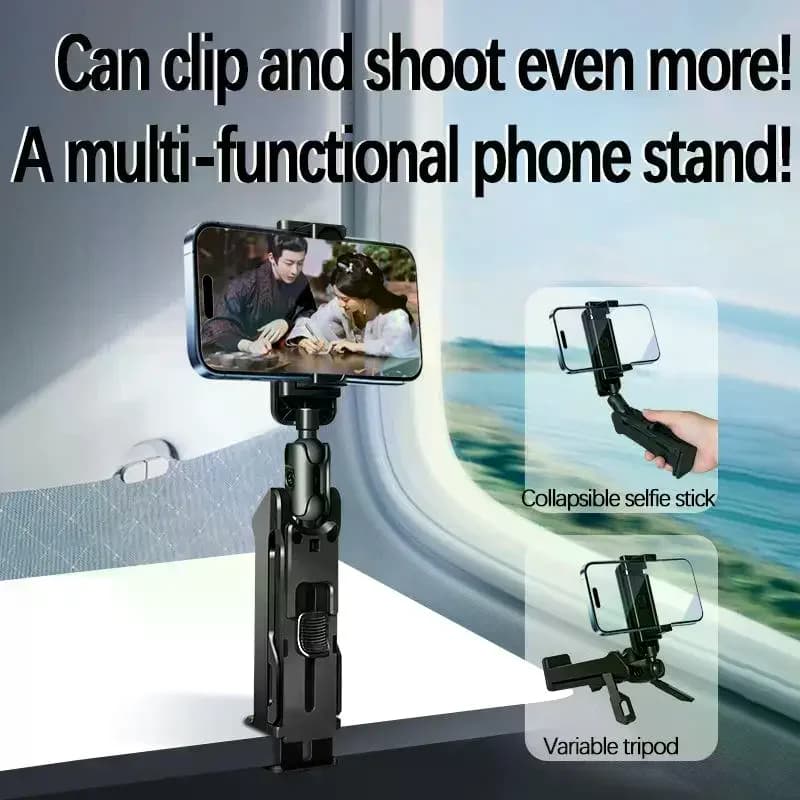 Travel Airplane Phone Holder Portable Foldable Desktop Mobile Phone Tripod Stand Rotatable Selfie Holding Seat Clip Lazy Bracket