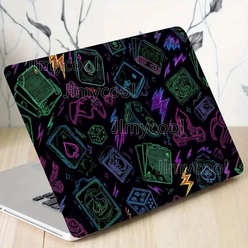 Confezione da 2 adesivi per custodia per laptop in PVC con motivo a forma di scheda da gioco, custodia artistica fai-da-te resistente ai graffi, adatta per HP Dell Lenovo
