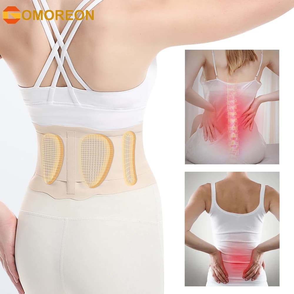 Tutore per la schiena ultra sottile da 1 pezzo con imbottitura lombare 3D, 2 supporti flessibili, tutore per la schiena per il mal di schiena dopo il sollievo dalla scoliosi sciatica