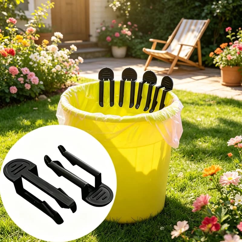Clip per sacchetti della spazzatura in plastica resistente da 10 pezzi: supporto per bidone dei rifiuti facile, gadget per la fissaggio dei bidoni della spazzatura per l'organizzazione domestica