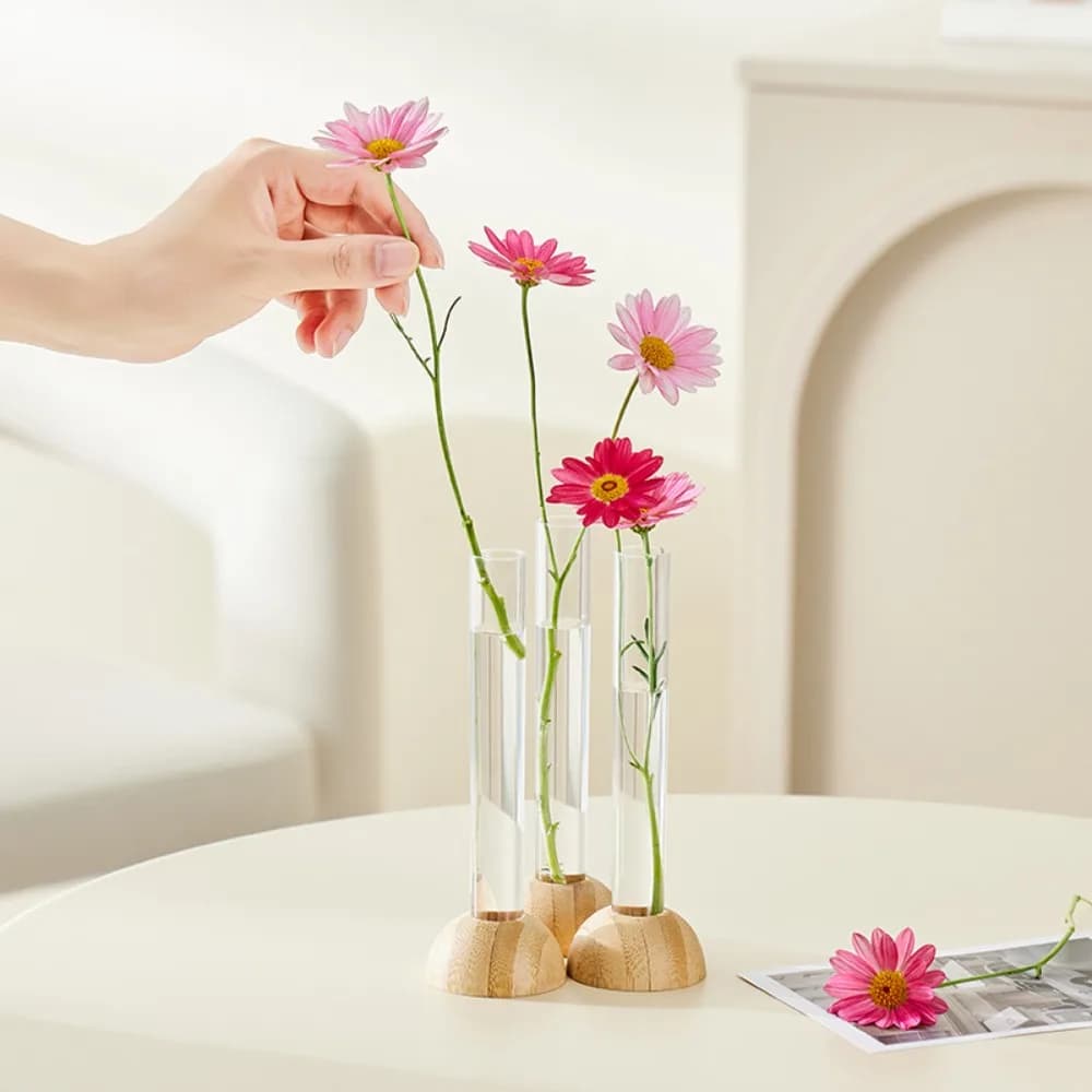 Household Plastic Test Tube Clear Vase Space-Saving Bonsai Transparent Hydroponic Vase Tabletop Decoration Plants Flower Pot