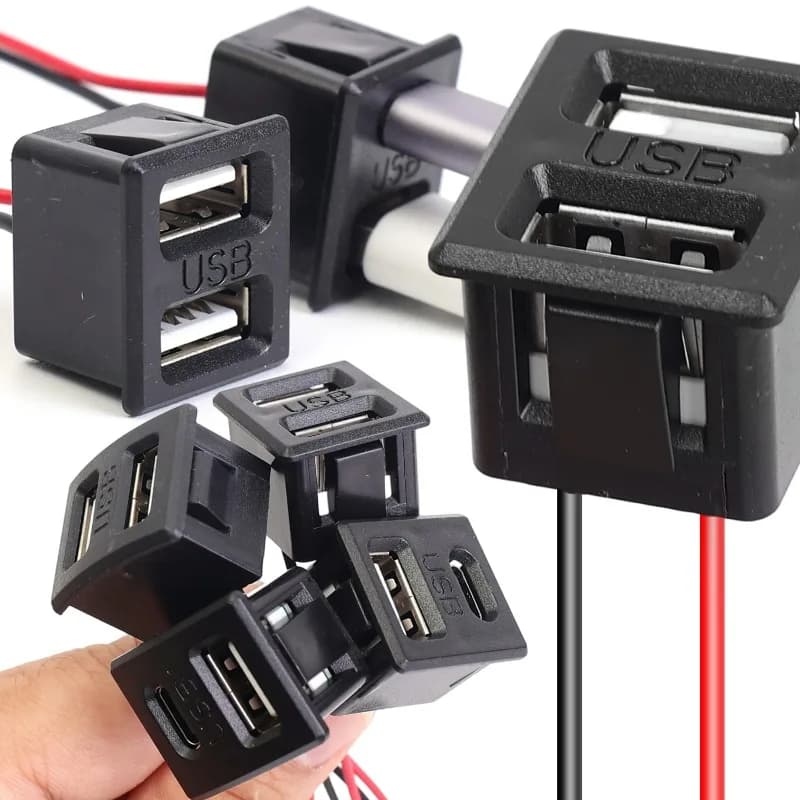 USB female type C socket with black 5 V 2 A USB base and charging socket for female USB lamp with cable connector
