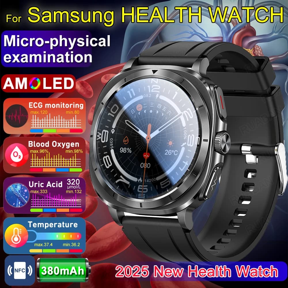 Smartwatch Man 2026 New Smartwatch for Health Blood Pressure ECG PPG Calling Bluetooth Urico Acid Ematic Lipids Fat Body Waterproof