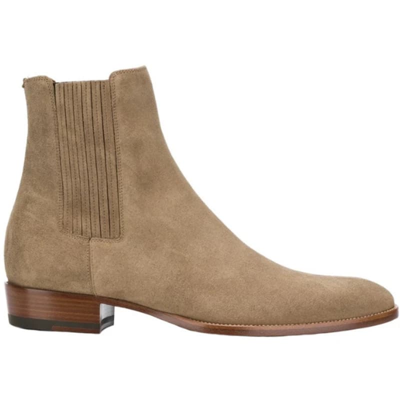 Eleganti stivaletti Chelsea in pelle scamosciata di mucca Stivaletti alti da uomo Stivali formali da lavoro a punta Stivali da uomo Moda comoda con tacco