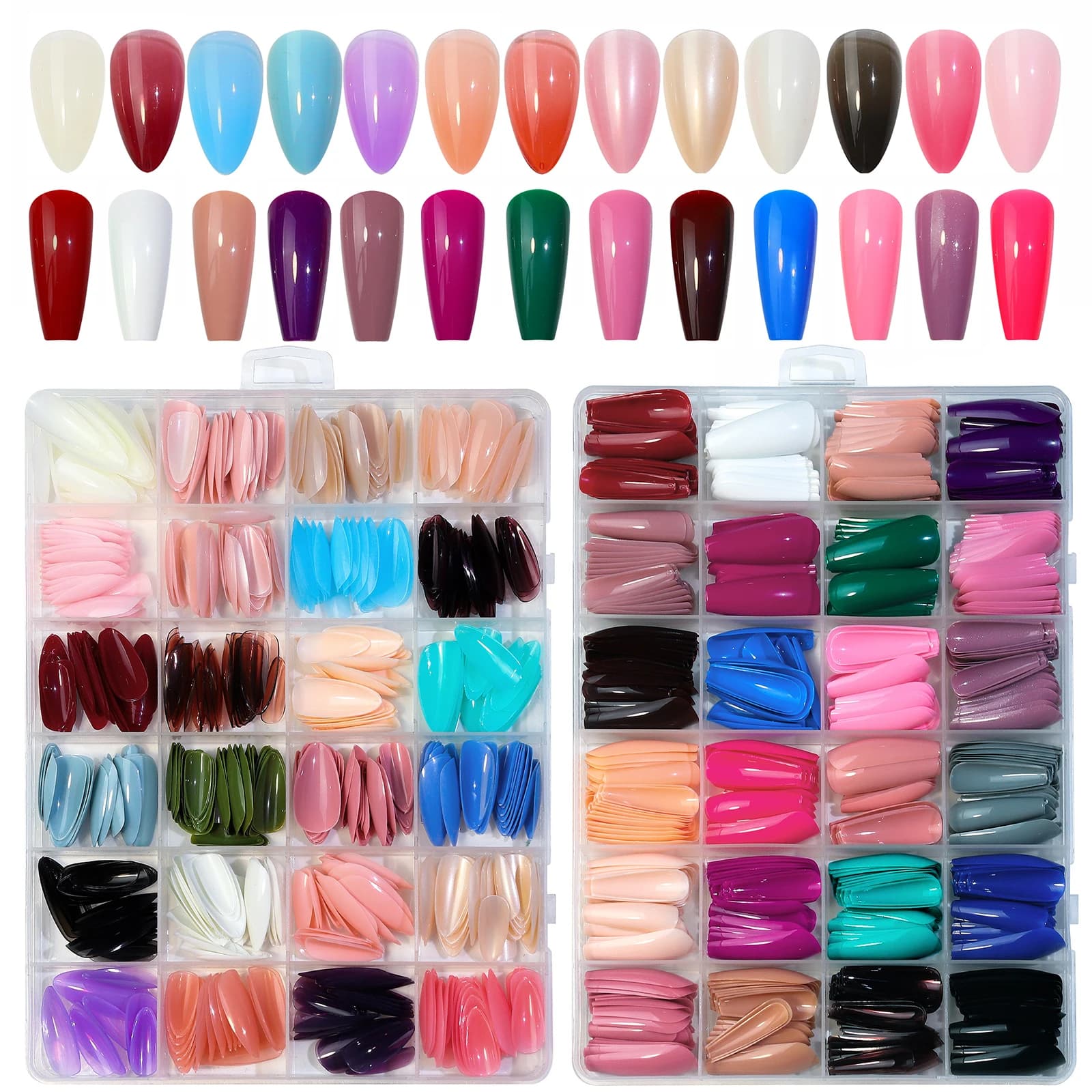 24 grids solid color wear nail plate patch for nail art without marking armor wear without sculpting fake multicolor nails